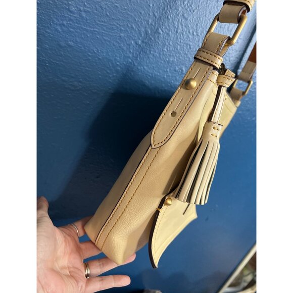 Dooney & Bourke Vintage Cream Leather Crossbody Bag With Tassel - Picture 5 of 16